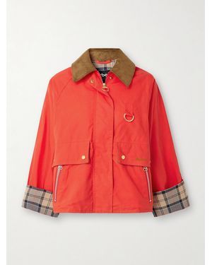 Barbour Mackworth Corduroy-Trimmed Cropped Cotton Jacket - Red