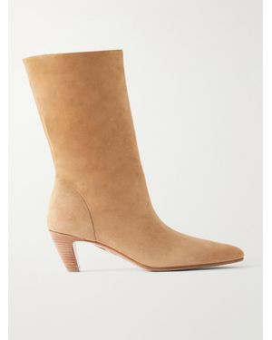 Aquazzura Slouchy 50 Suede Ankle Boots - White