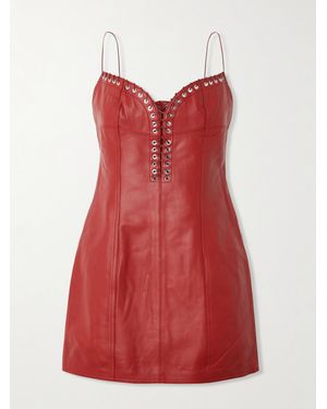 Ludovic de Saint Sernin Kim Leather Mini Dress - Red