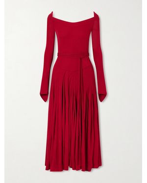 Tory Burch Jersey Pleated Maxi Dress - Red