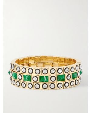 Roxanne Assoulin The Duchesse Set Of Three-Tone, Enamel And Cubic Zirconia Bracelets - Metallic