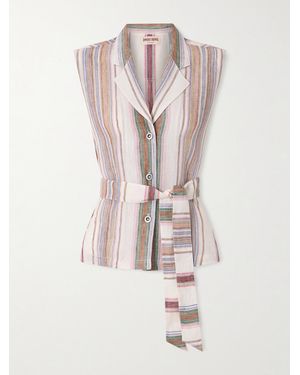 Emporio Sirenuse Denia Belted Striped Linen Vest - Pink
