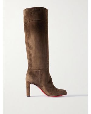 Christian Louboutin Loo Botta 85 Suede Knee Boots - Brown