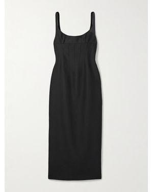 KHAITE Robe Midi En Laine Et Soie Mélangées Lotte - Noir