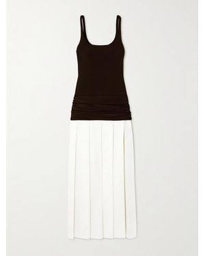 Siedres Liena Draped Pleated Jersey And Cotton-Poplin Maxi Dress - White
