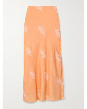Alix Of Bohemia Lyra Floral-Print Crinkled-Silk Maxi Skirt - Orange