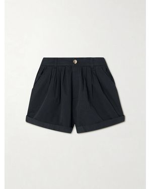 Doen Paige Pleated Organic Cotton-Poplin Shorts - Black