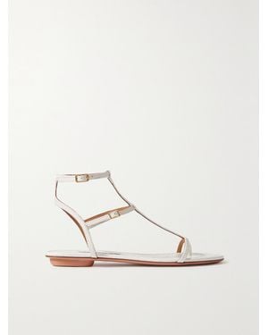 Aquazzura Sandales En Cuir Effet Croco Ponza - Neutre