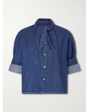 Twp Tie-Detailed Denim Shirt - Blue