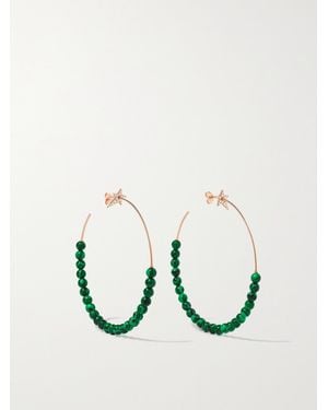 Diane Kordas Creolen Aus 18 Karat Roségold Mit Malachiten Und Diamanten - Grün