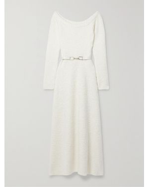 Gabriela Hearst Net Sustain Gertrude Belted Organic Cashmere And Silk-Blend Bouclé Maxi Dress - White
