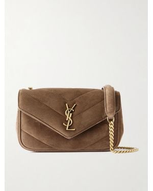 Saint Laurent Loulou Small Quilted Suede Shoulder Bag - Brown