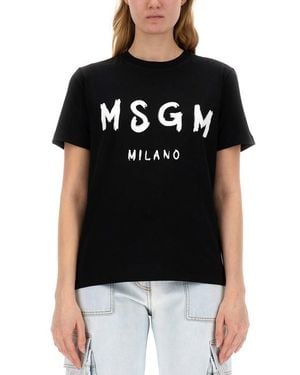 MSGM Short -Sleeved T -Shirt - Black