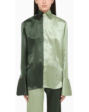 Woera Silk Colour-Block Shirt - Green