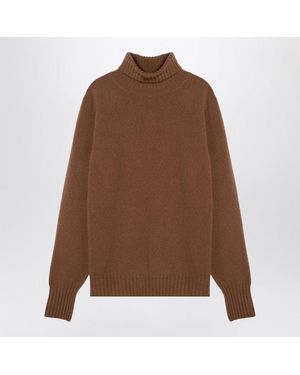 Drumohr Camel-Coloured Turtleneck Jumper - Brown