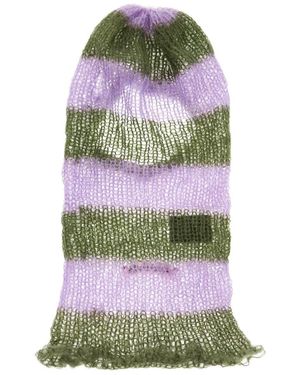 C.rusade Striped Mohair Balaclava Helmet - White
