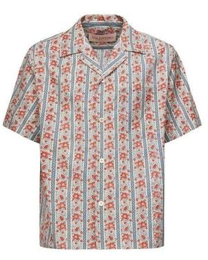 Valentino Paisley Pattern Cotton Short Sleeve Shirt - White