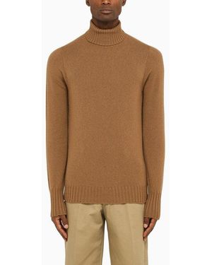 Drumohr Camel-Coloured Turtleneck Jumper - Brown