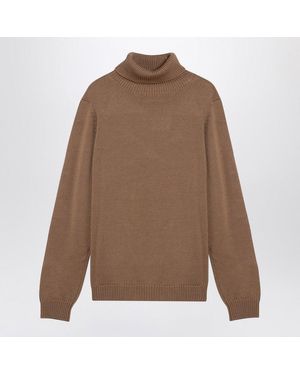 Roberto Collina Camel Merino Wool Turtleneck Pullover - Brown