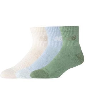 New Balance Active Qtr Socks 3 Pack - Green