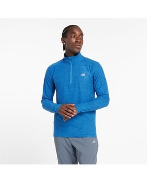 New Balance Uomo Space Dye 1/4 Zip, Maglia Di Poliestere, Taglia - Blu