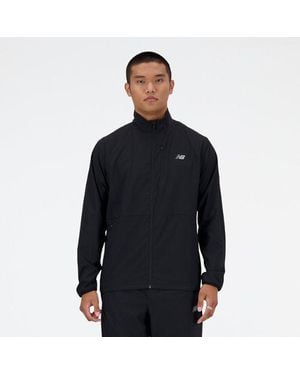 New Balance Stretch Woven Jacket In Black Polywoven - Blue