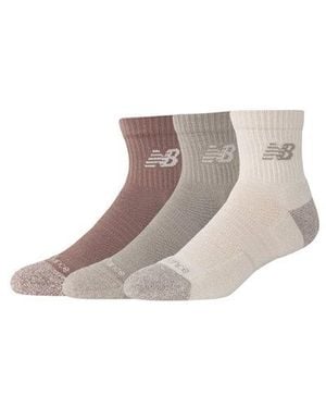 New Balance Active Qtr Socks 3 Pack - Brown