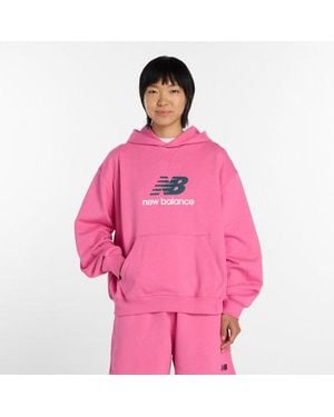 New Balance Athletics French Terry Logo Hoodie - Pink