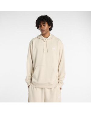 New Balance Oversized Centre Embroidered Hoodie - Natural