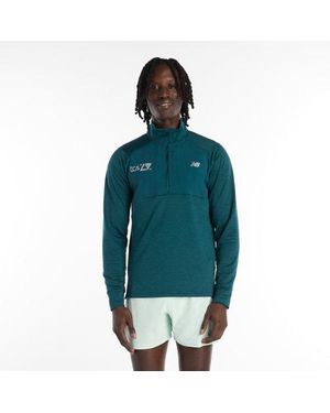 New Balance London Edition Rc Essential Heat Grid Half Zip - Green