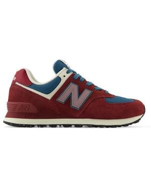 New Balance 574, Pelle Scamosciata/Rete, Taglia - Rosso