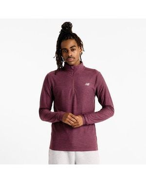New Balance Hombre Space Dye 1/4 Zip, Poly Knit, Talla - Morado
