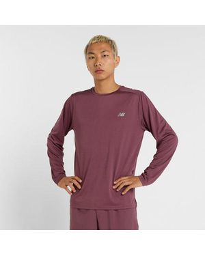 New Balance Uomo Sport Essential Long Sleeve, Politessuto, Taglia - Viola