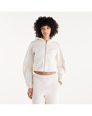 New Balance Mujer Athletics Crafted Fleece Full Zip En, Vellón De Algodón, Talla - Blanco