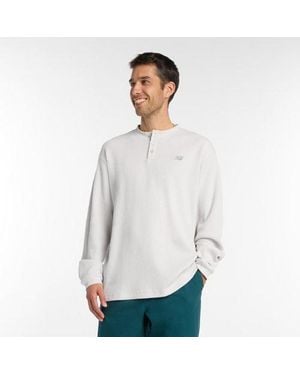 New Balance Numeric Waffle Knit Long Sleeve Henley - White