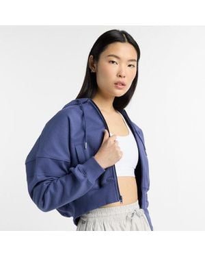 New Balance Damen French Terry Full Zip - Blau