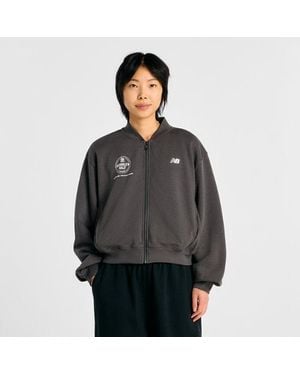 New Balance Rbc Brooklyn Half French Terry Bomber - Gray