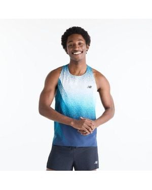 New Balance Race Day Ultra Light Printed Singlet - Blue