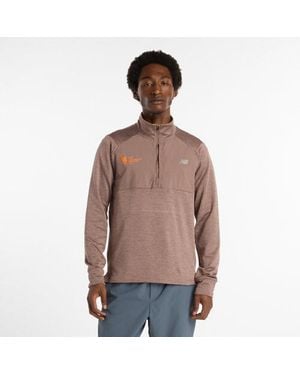 New Balance Nyc Marathon Heat Grid 1/2 Zip - Brown