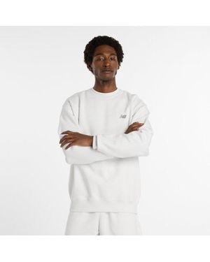 New Balance Hombre Linear Graphic Fleece Crew, Algodón, Talla - Blanco