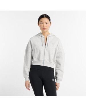 New Balance Damen French Terry Full Zip - Grau