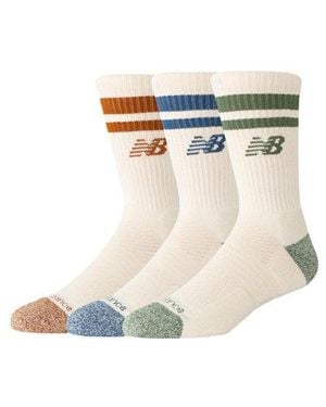 New Balance Active Lifestyle Striped Crew Socks 3 Pack - White