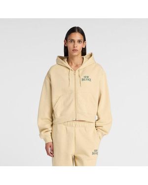 New Balance Trackside Fleece Full Zip - Naturel
