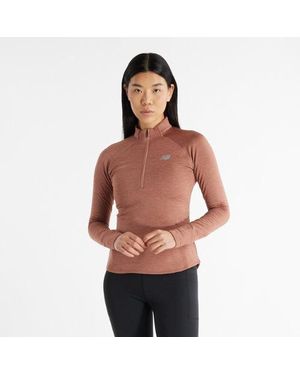 New Balance Rc Essential Heat Grid 1/2 Zip - Red