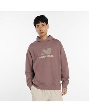 New Balance Hombre Athletics French Terry Logo Hoodie En, Algodón, Talla - Marrón