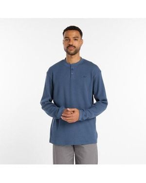 New Balance Numeric Waffle Knit Long Sleeve Henley - Blue