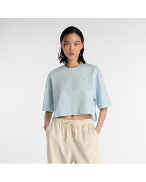 New Balance Donna Logo Oversized Jersey T-Shirt - Blu