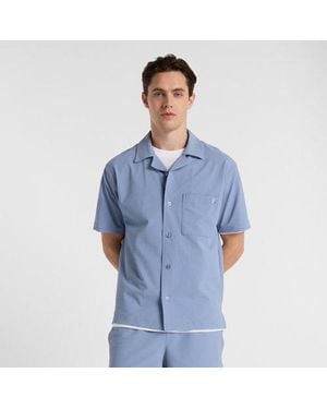 New Balance Seersucker Button Up Short Sleeve - Blue