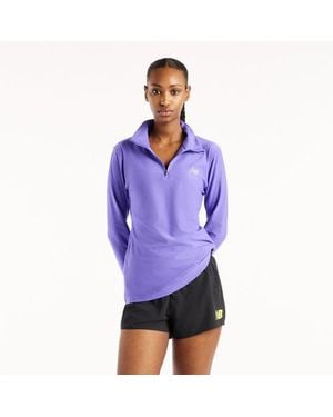New Balance Femme Sport Essentials Space Dye 1/4 Zip En, Poly Knit, Taille - Violet