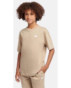 New Balance Boys Jersey Small Logo T-Shirt - Natural